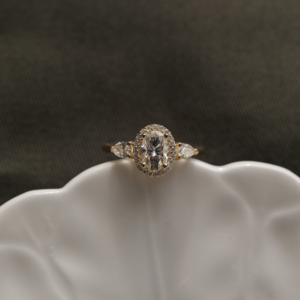 1.20ct Oval Cut Three Stone Moissanite Diamond Engagement Ring