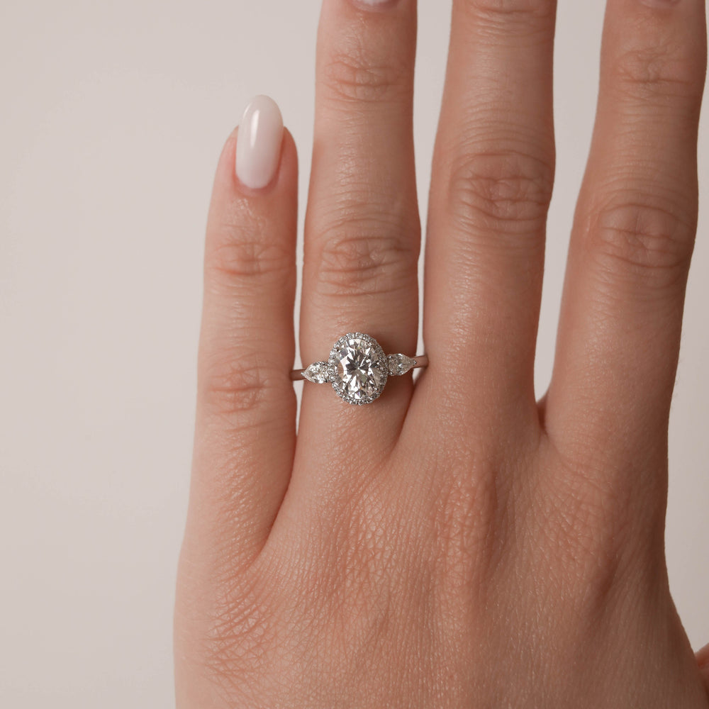 1.20ct Oval Cut Three Stone Moissanite Diamond Engagement Ring