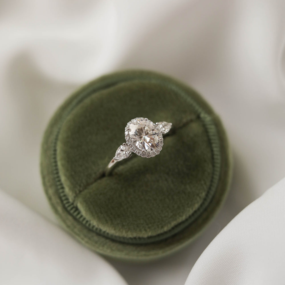1.20ct Oval Cut Three Stone Moissanite Diamond Engagement Ring