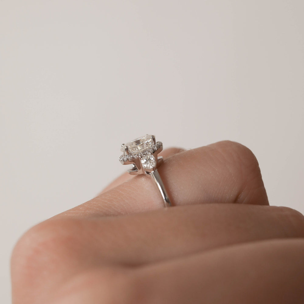 1.20ct Oval Cut Three Stone Moissanite Diamond Engagement Ring
