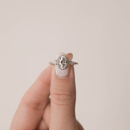 1.20ct Oval Cut Three Stone Moissanite Diamond Engagement Ring