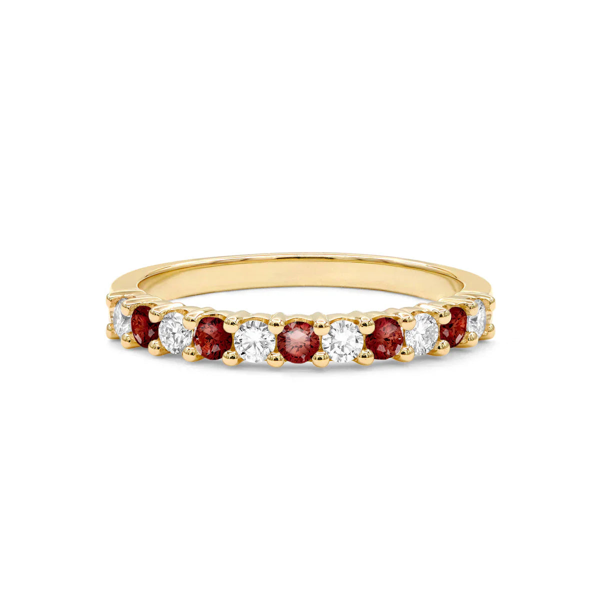 1.30TCW Round Garnet Moissanite January Birthstone Wedding Band