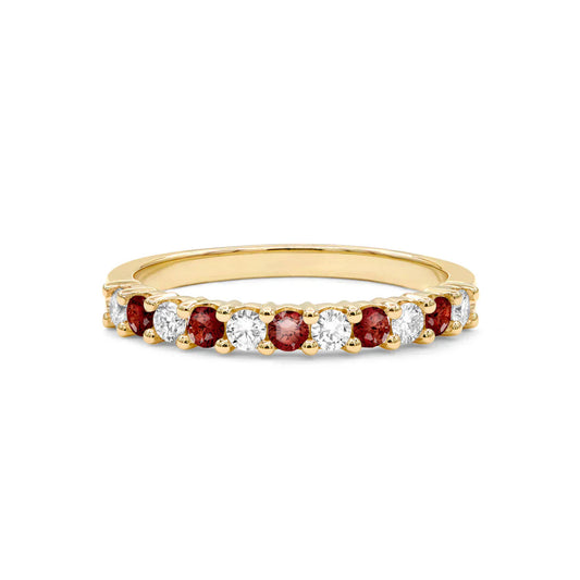 1.30TCW Round Garnet Moissanite January Birthstone Wedding Band