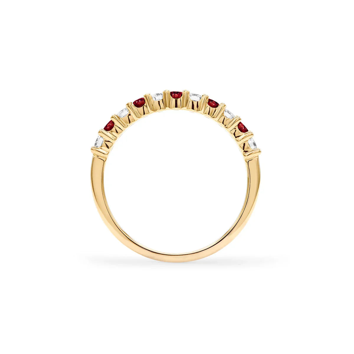1.30TCW Round Garnet Moissanite January Birthstone Wedding Band