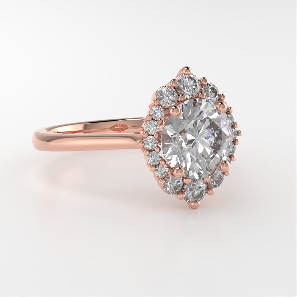 1.0ct Round Brilliant Diamond Halo Moissanite Engagement Ring