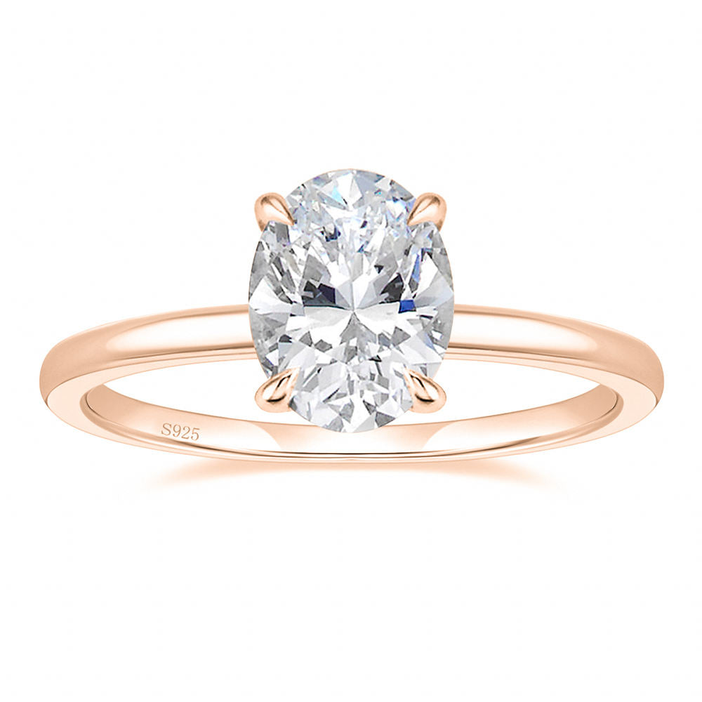 2.0 CT Oval Moissanite Solitaire Engagement Ring