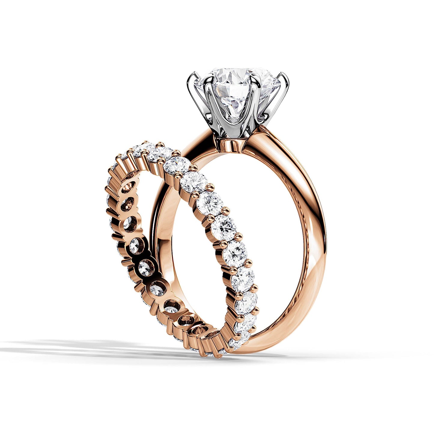 2.0 CT Round Moissanite Solitaire Style Bridal Ring Set