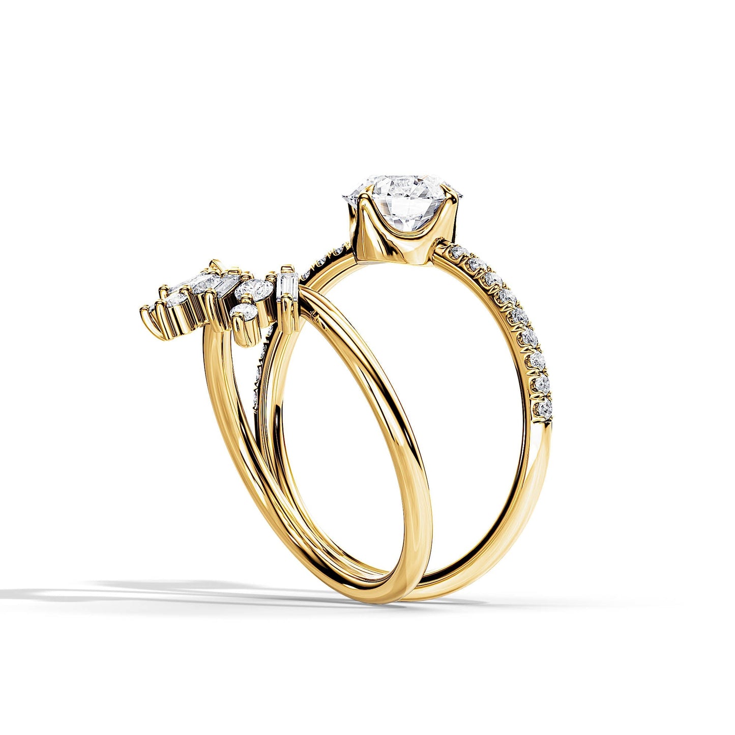 1.0 CT Round Moissanite Pave Setting Bridal Ring Set