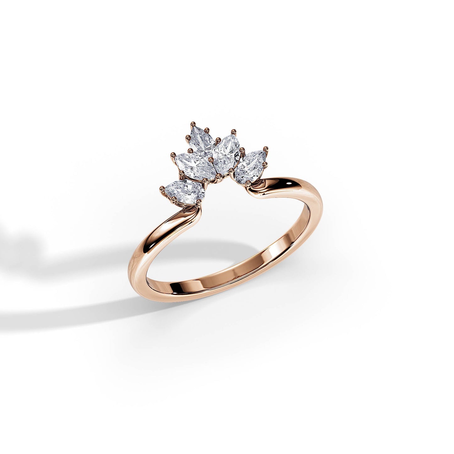 0.55 TCW Pear / Marquise Curved Moissanite Wedding Band