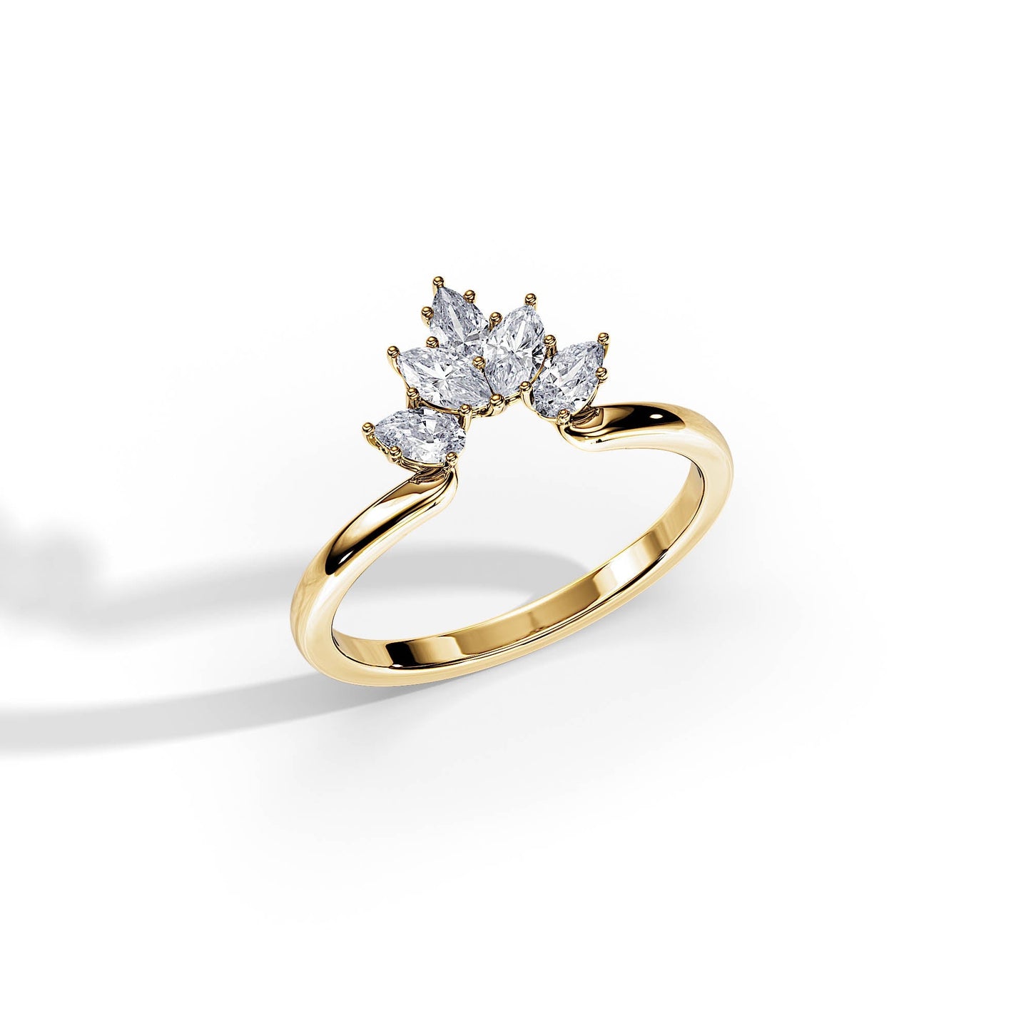 0.55 TCW Pear / Marquise Curved Moissanite Wedding Band