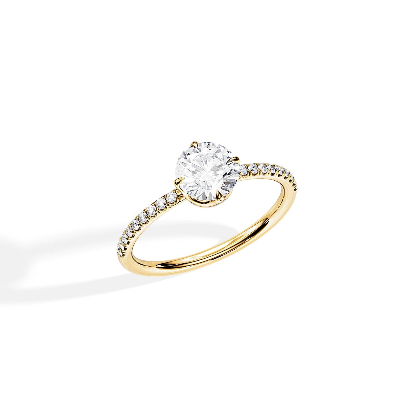 1.0 CT Round Cut Pave Setting Moissanite Engagement Ring