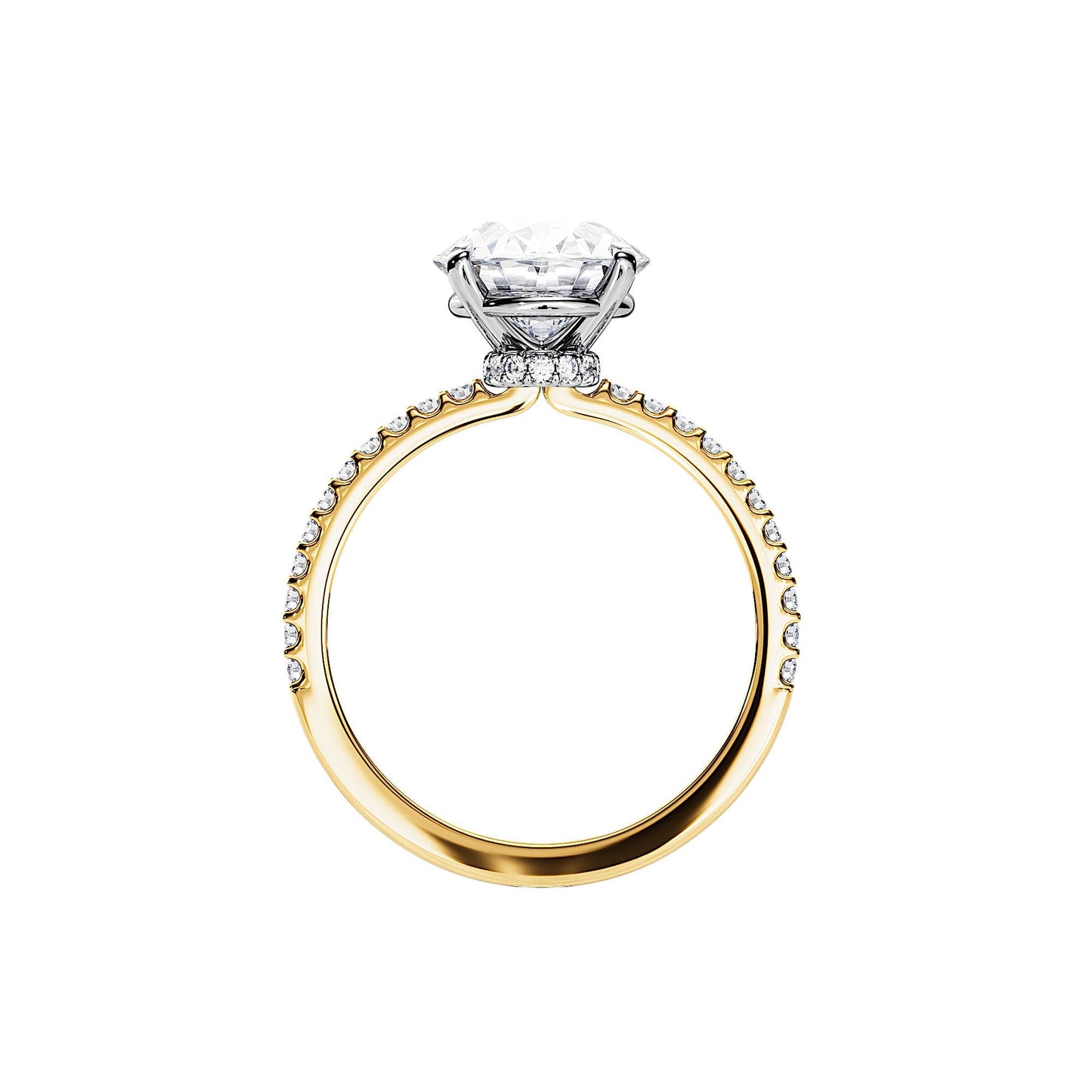 3.0 CT Hidden Halo Oval Cut Moissanite Pave Engagement Ring