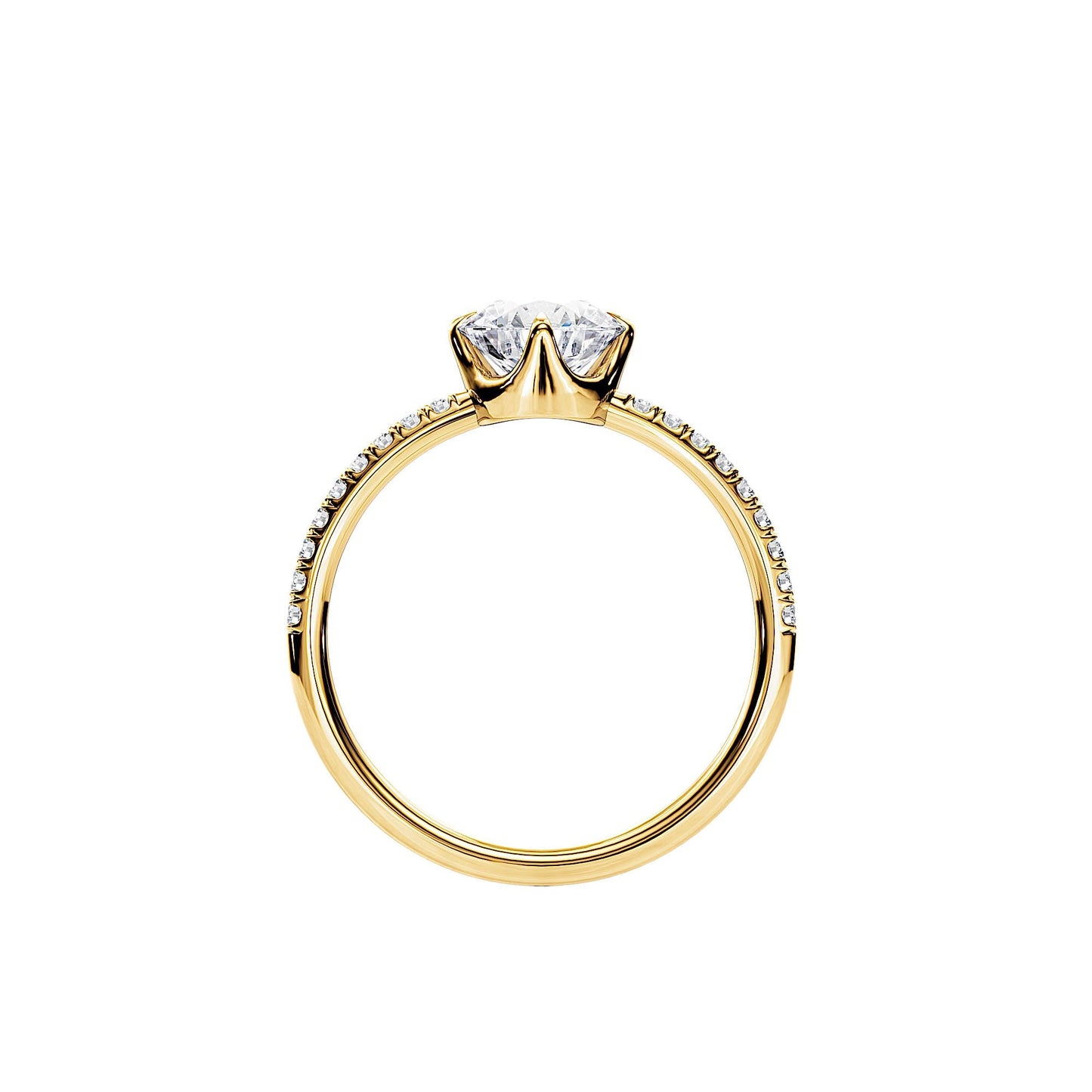 1.0 CT Round Cut Pave Setting Moissanite Engagement Ring