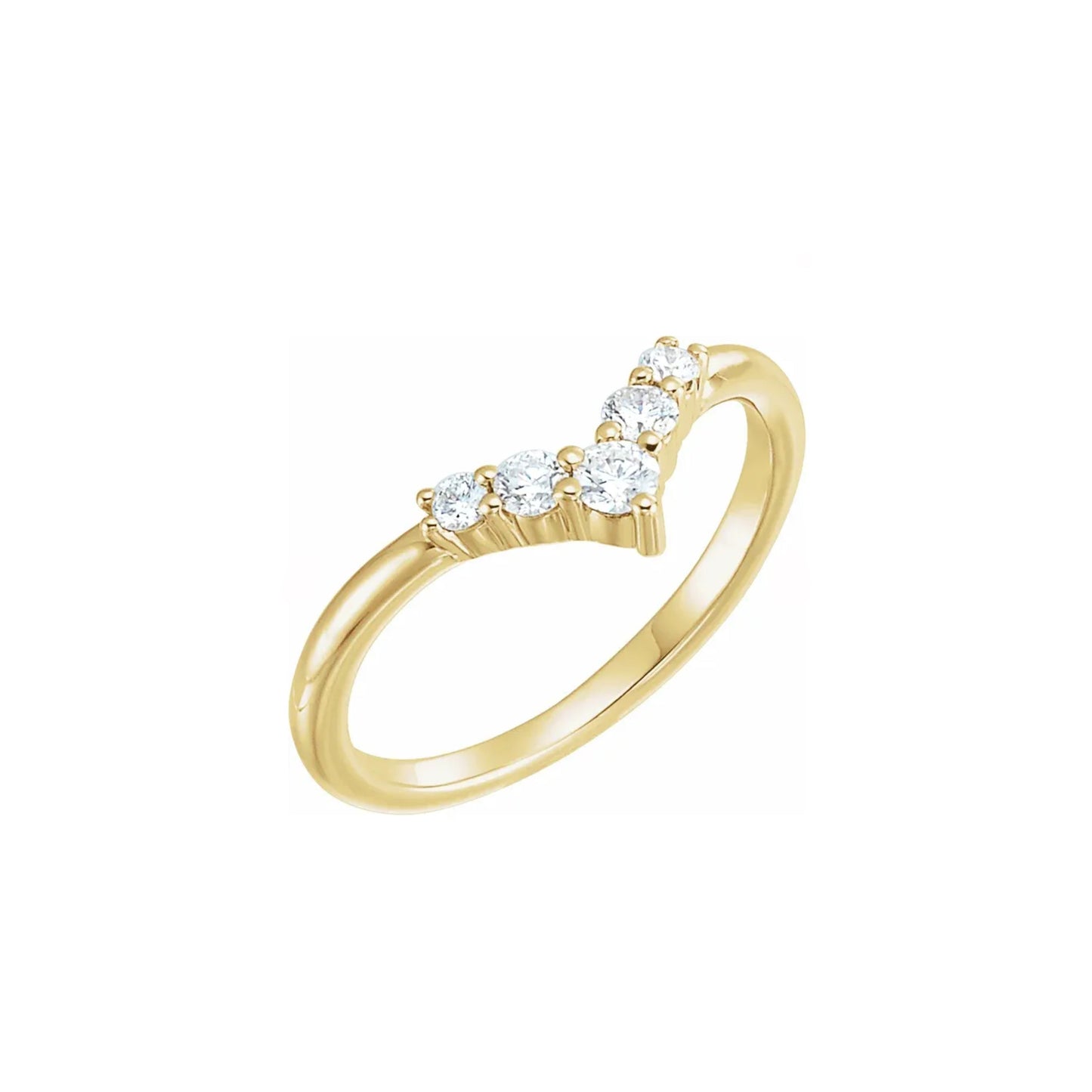 0.25ct Round Cut Moissanite Diamond Chevron Wedding Band
