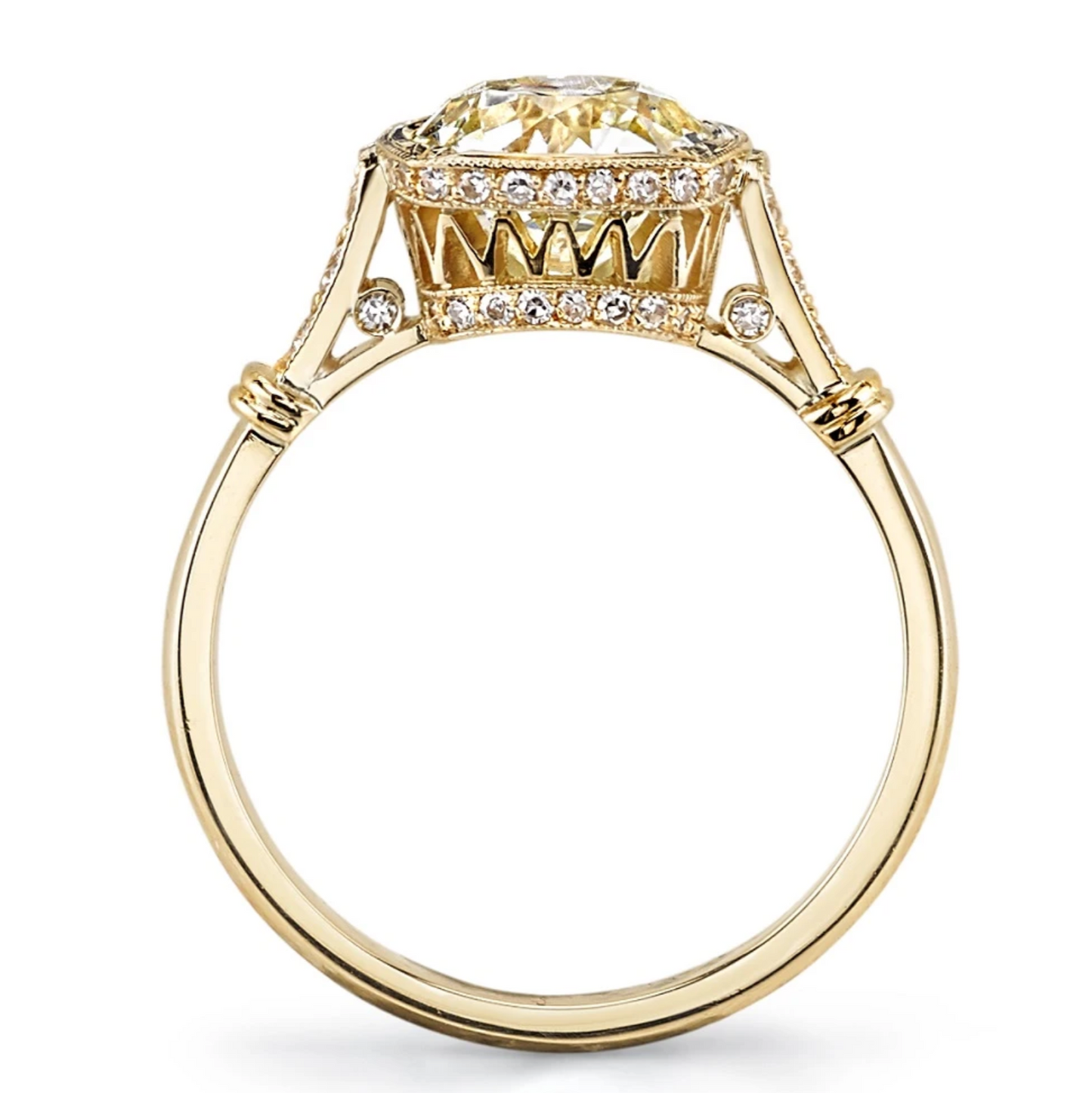 1.89ct Round Cut Moissanite Diamond Hidden Halo Engagement Ring