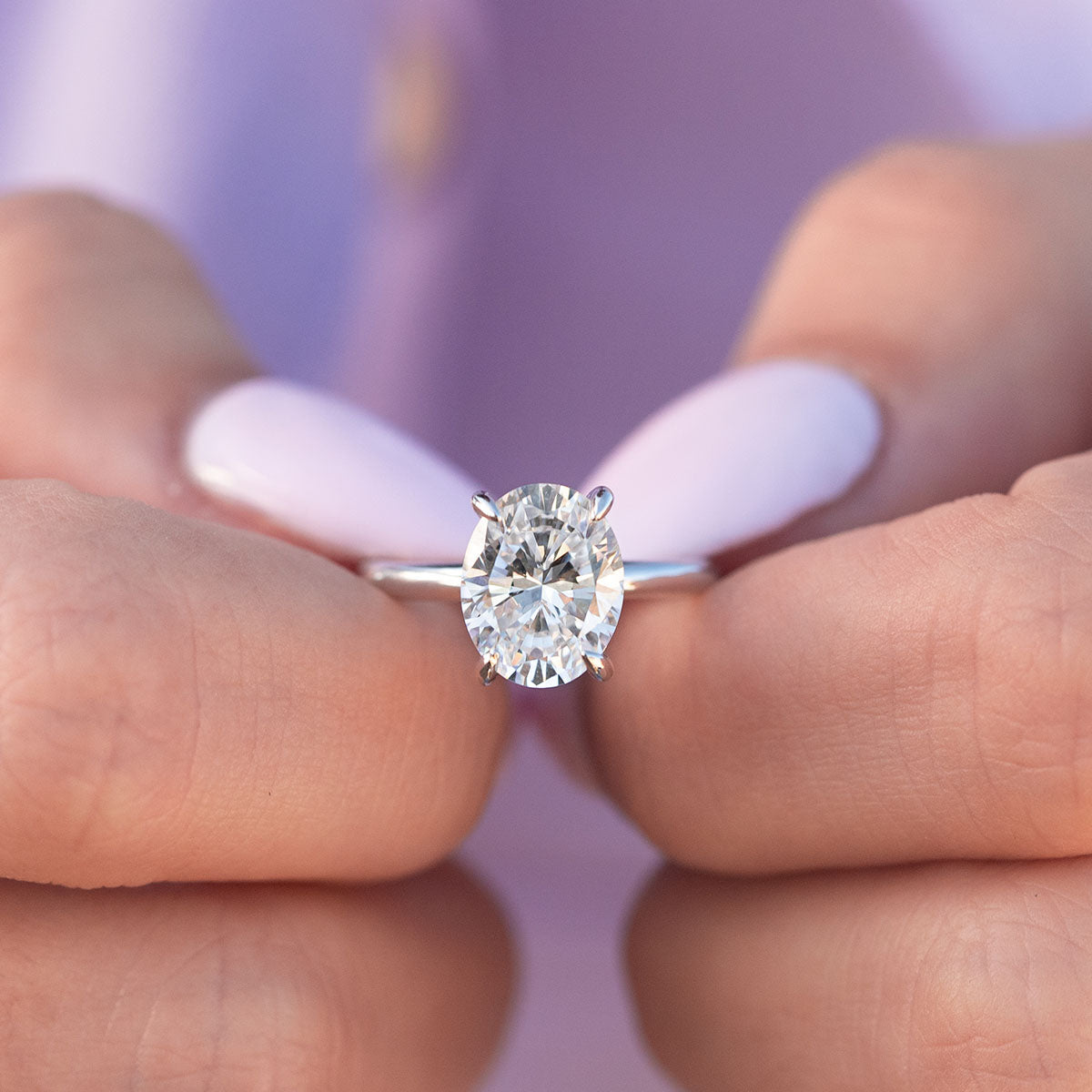 3.0 CT Oval Moissanite Hidden Halo Engagement Ring