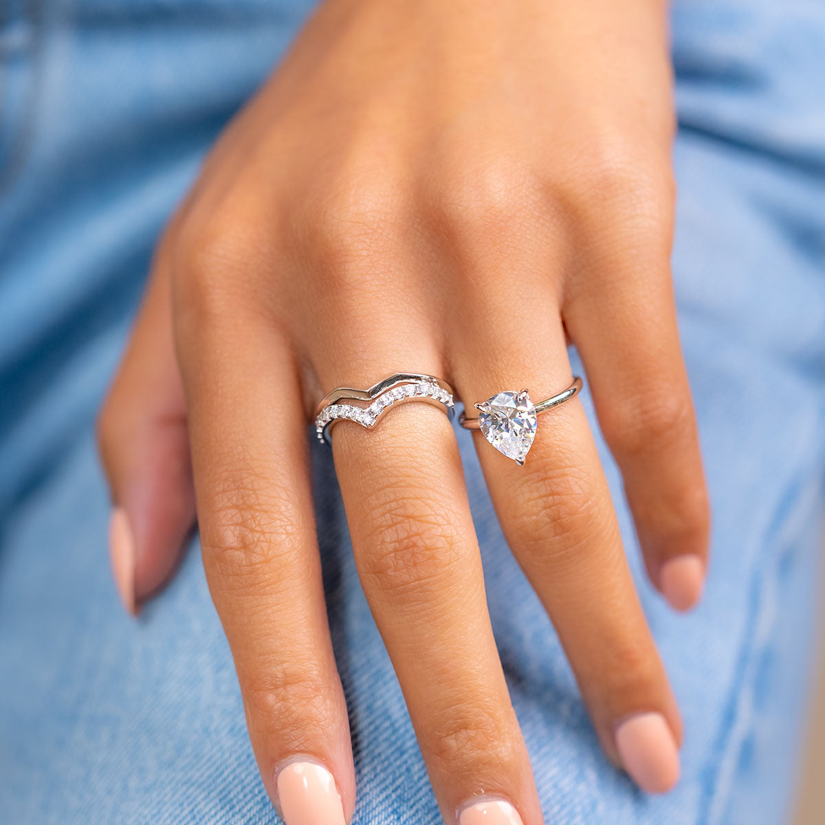 3.0 CT Pear Moissanite Hidden Halo Engagement Ring