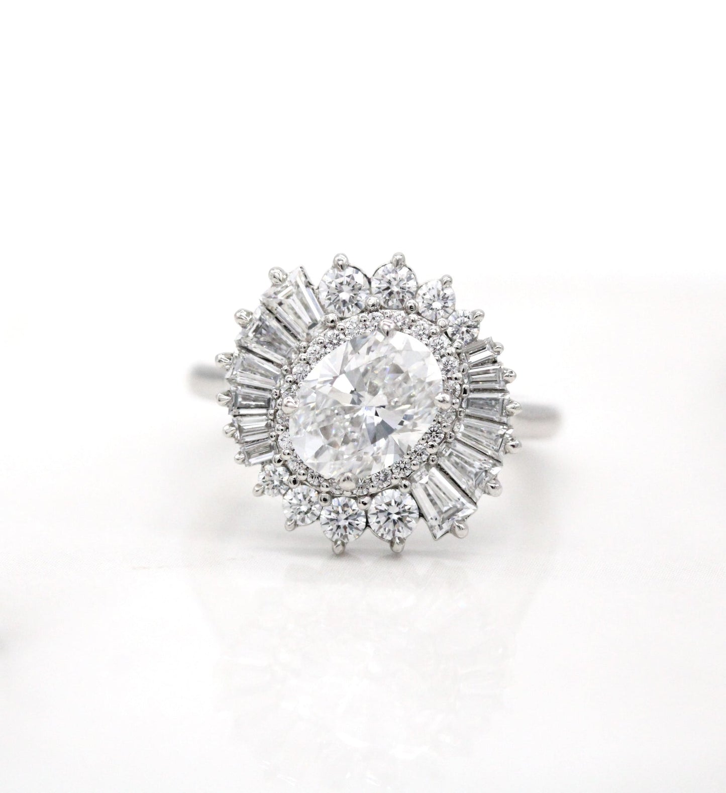 1.15ct Oval Cut Cluster Moissanite Diamond Engagement Ring