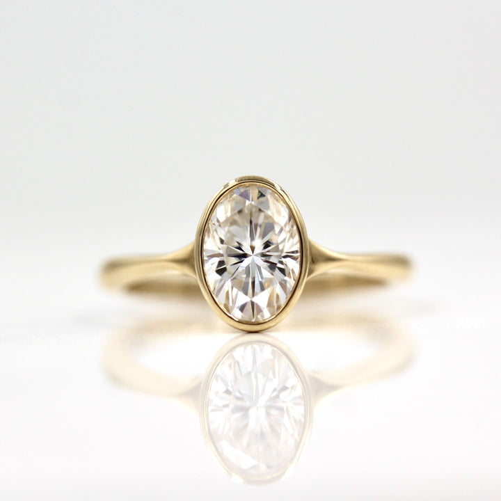 2ct Oval Cut Bezel Moissanite Diamond Engagement Ring