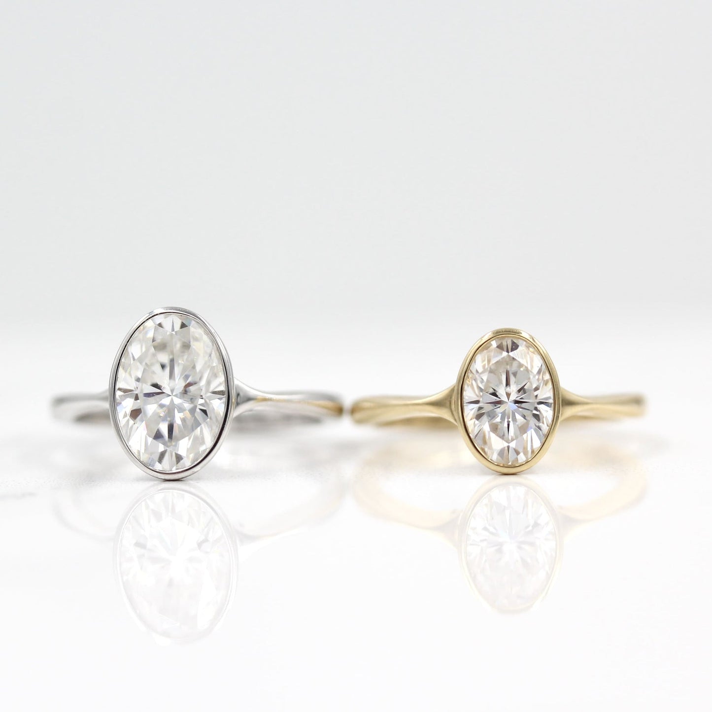 2ct Oval Cut Bezel Moissanite Diamond Engagement Ring