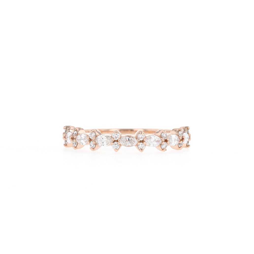 3/8ct Marquise And Round Cut Moissanite Diamond Half Eternity Wedding Band