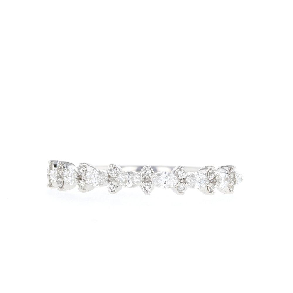 3/8ct Marquise And Round Cut Moissanite Diamond Half Eternity Wedding Band