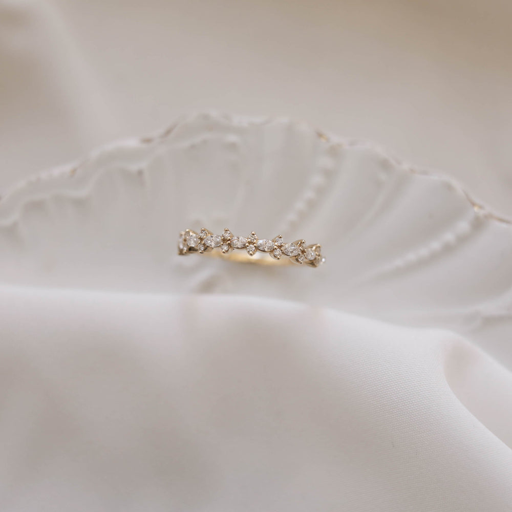 3/8ct Marquise And Round Cut Moissanite Diamond Half Eternity Wedding Band