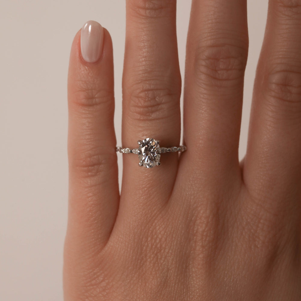1.70CT Oval Cut Pave Moissanite Diamond Engagement Ring For Women