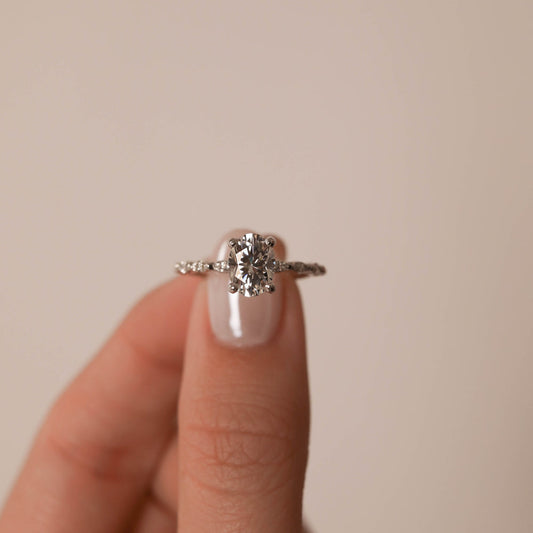 1.70CT Oval Cut Pave Moissanite Diamond Engagement Ring For Women