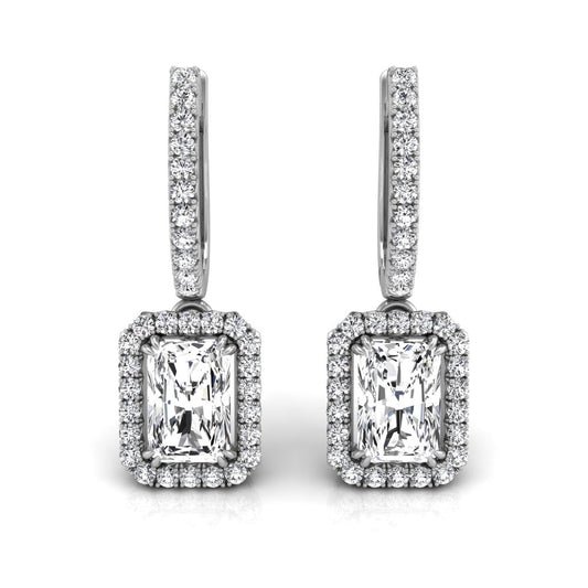 2.56CT Radiant Cut Halo Moissanite Diamond Earrings For Women