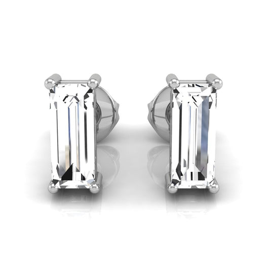 0.53ct Baguette Cut Stud Moissanite Diamond Earrings For Women