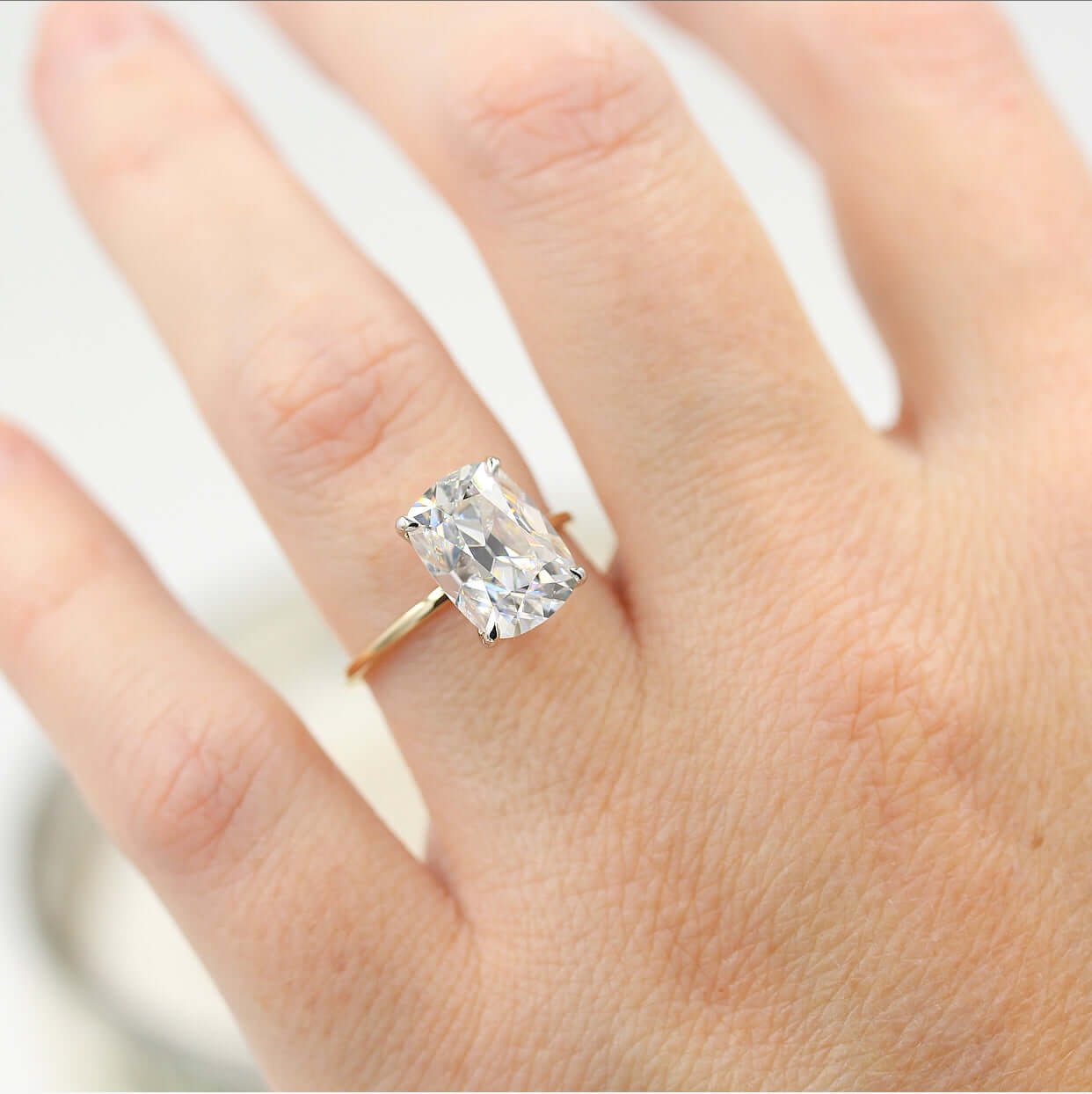 3.5ct Elongated Cushion Cut Moissanite Diamond Engagement Ring