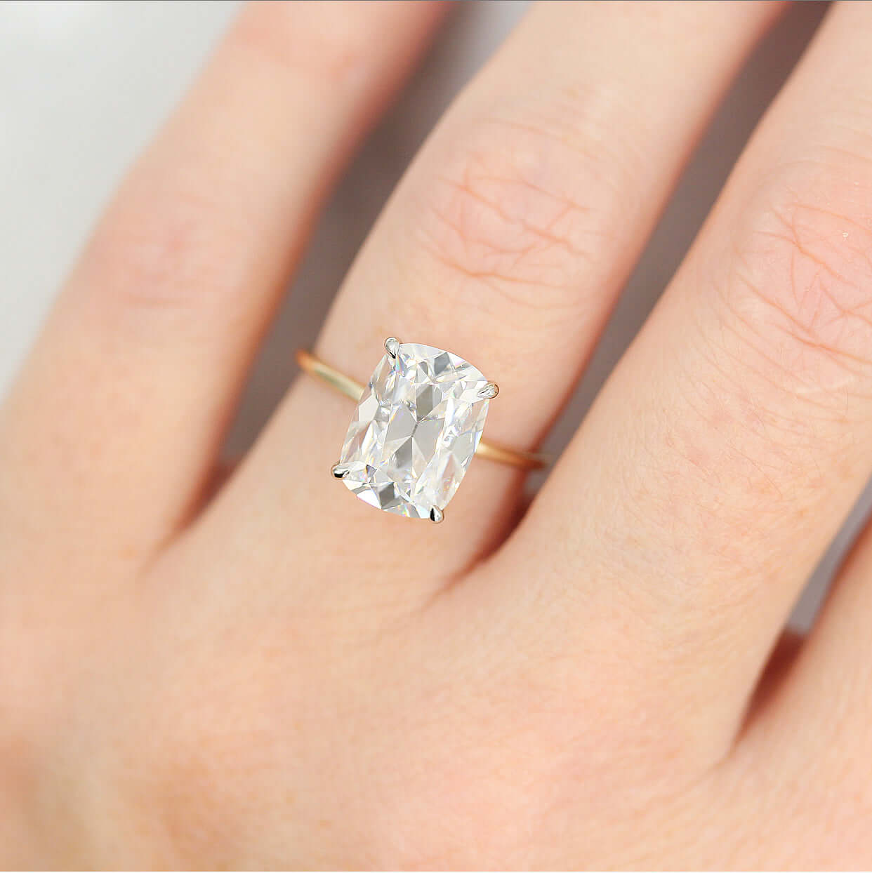 3.5ct Elongated Cushion Cut Moissanite Diamond Engagement Ring