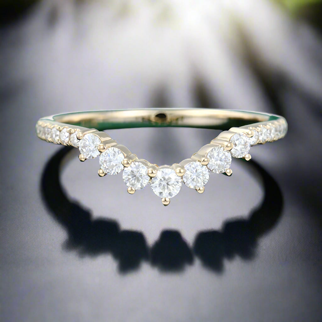 0.37 Round Moissanite Curved Wedding Band