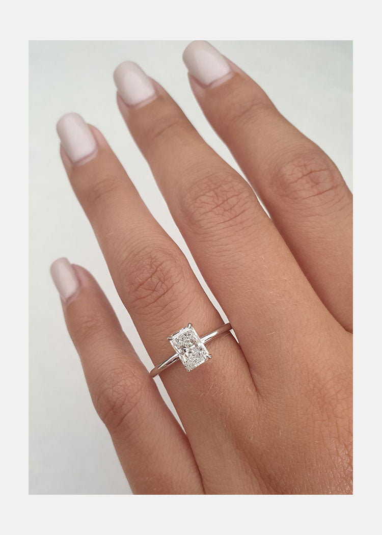 1.0ct Radiant Cut Moissanite Solitaire Diamond Engagement Ring