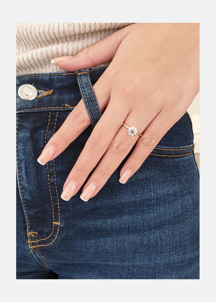 1.51ct Round Brilliant Cut Moissanite 14K Rose Gold Engagement Ring