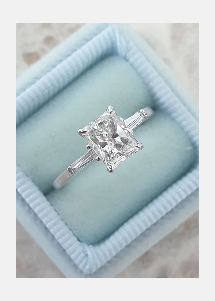1.0CT Radiant Cut Three Stone Diamond Engagement Ring 14K Yellow Gold