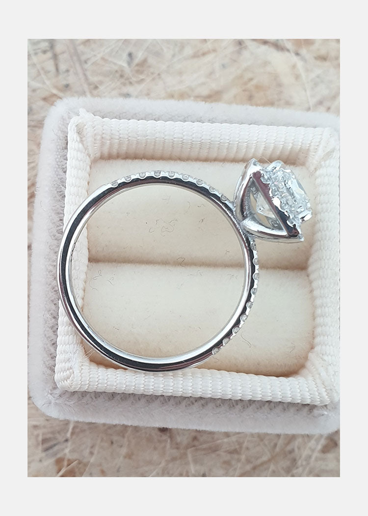1.50ct Cushion Cut Moissanite Diamond Halo Engagement Ring