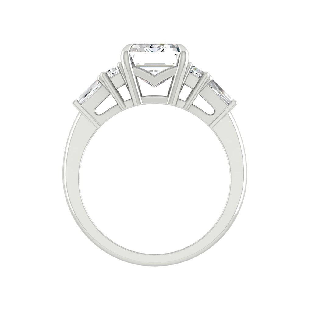 5.75 CT Emerald Cut 3 Stone Moissanite Engagement Ring