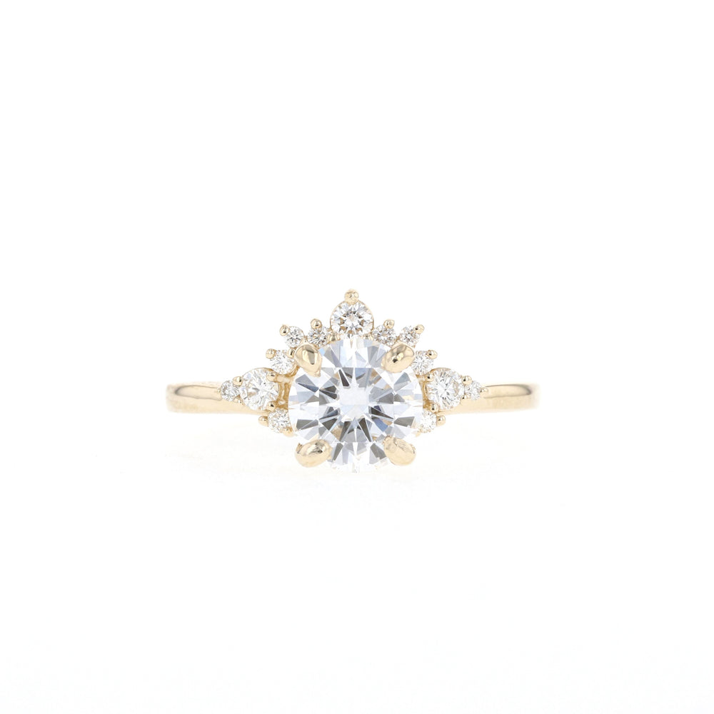 1.05CT Round Moissanite Cluster Diamond Engagement Ring