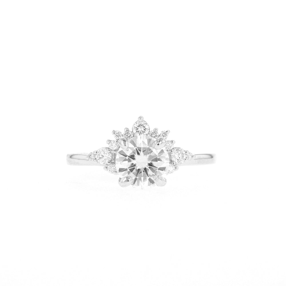 1.05CT Round Moissanite Cluster Diamond Engagement Ring