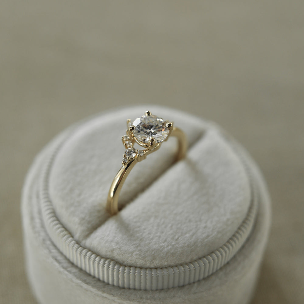 1.05CT Round Moissanite Cluster Diamond Engagement Ring