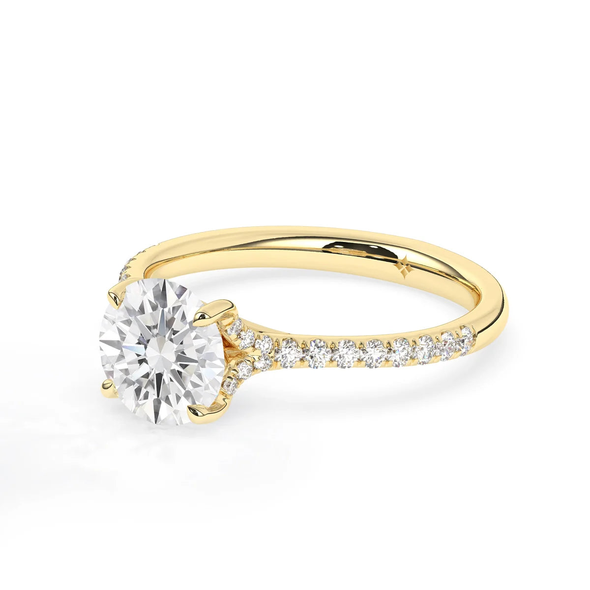 2.0 CT Round Cut Split Shank Pave Setting Moissanite Engagement Ring