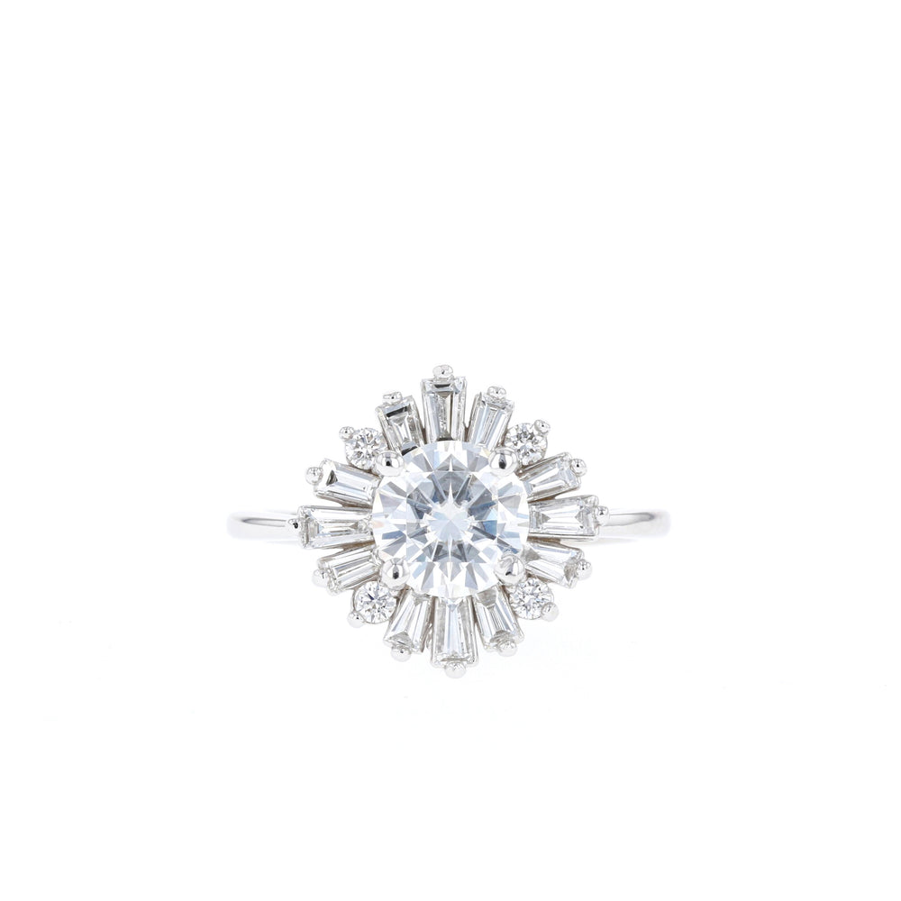 1.05CT Round Cut Cluster Moissanite Diamond Engagement Ring