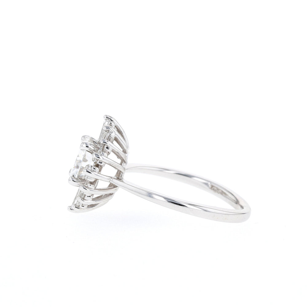 1.05CT Round Cut Cluster Moissanite Diamond Engagement Ring