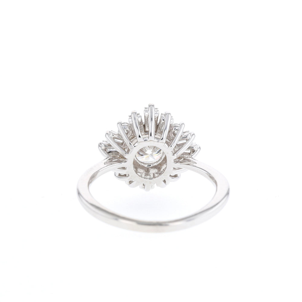 1.05CT Round Cut Cluster Moissanite Diamond Engagement Ring