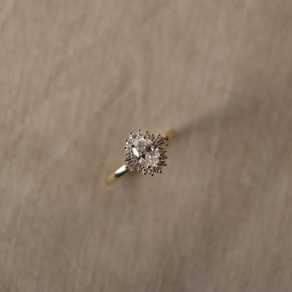 1.20CT Oval Moissanite Cluster Diamond Engagement Ring