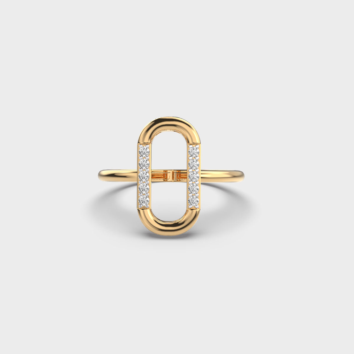 Elegant Curved Oval Shape Moissanite Face With Clear White Moissanite Modern Women's Ring
