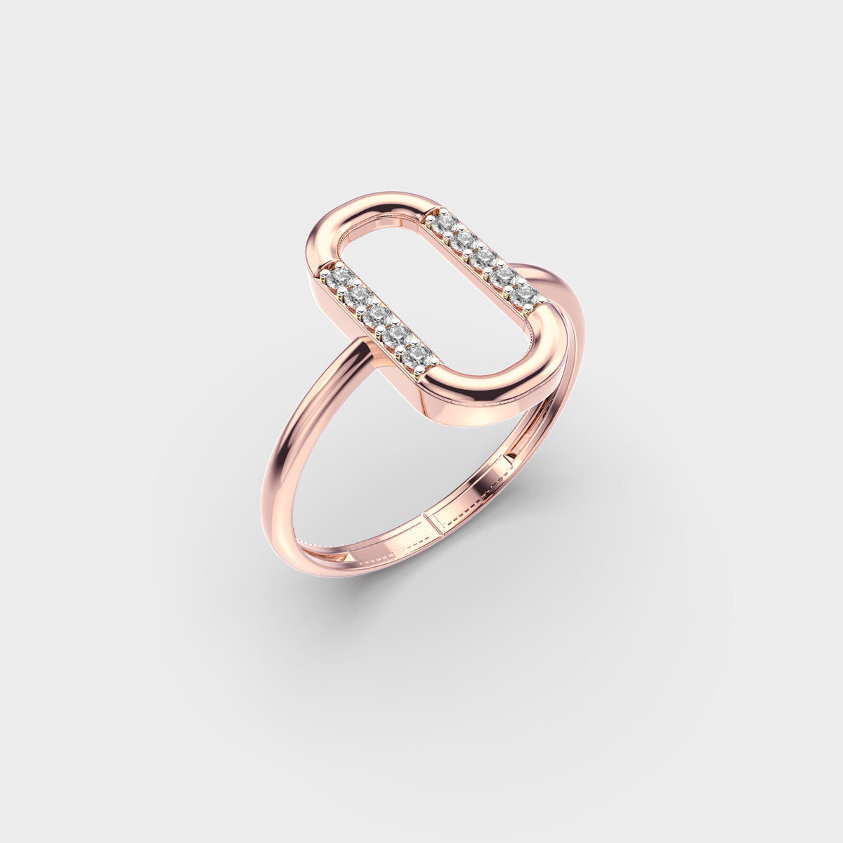 Elegant Curved Oval Shape Moissanite Face With Clear White Moissanite Modern Women's Ring