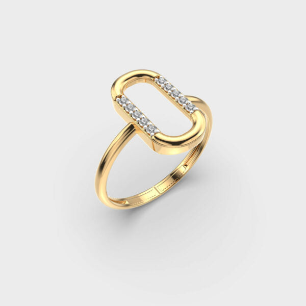 Elegant Curved Oval Shape Moissanite Face With Clear White Moissanite Modern Women's Ring